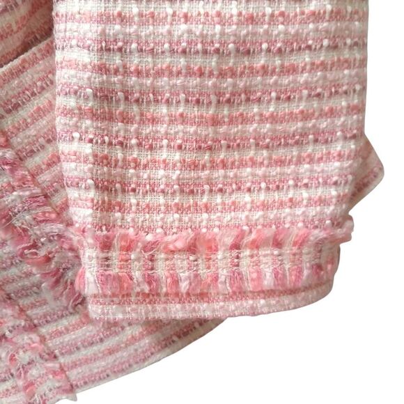 Apostrophe Pink Tweed Blazer Fringe Zipper Front Open Design Pockets Crop Size 6 - Picture 4 of 8